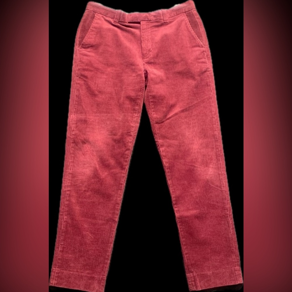 Brooks Brothers Men's Corduroy Slim Tapered Pants Deep Berry - Size 34x31